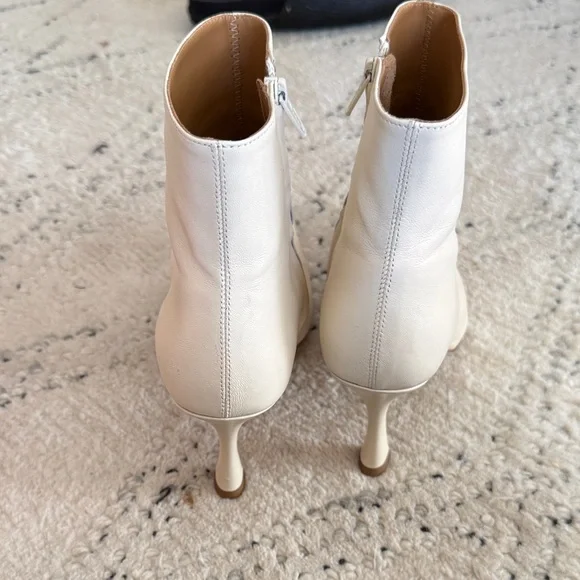 STAUD Cream Heeled Ankle Boots - Picture 5 of 7